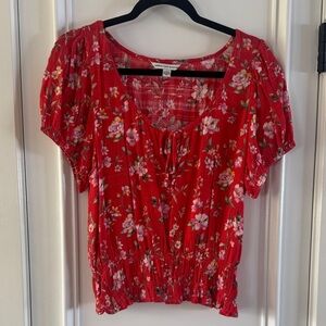 American Eagle Outfitters Women’s Red Floral Blouse